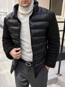 Manfinity VCAY Manteau matelassé décontracté à col montant et coupe ajustée pour homme, adapté à l'automne/hiver