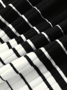 DAZY Váy len dài tay họa tiết sọc khối màu dành cho nữ, quần áo mùa thu - màu đen - Xem 10