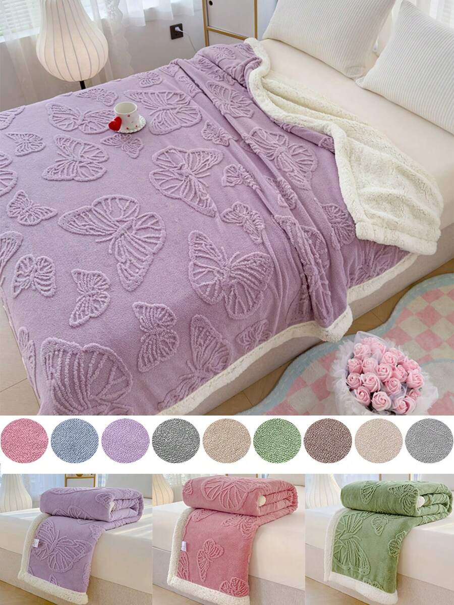法兰绒蝴蝶毯 3D 蝴蝶超柔软蓬松轻质羊毛毯 适用于沙发椅床露营保护沙发 适合所有季节