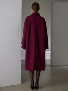 Aveloria Modichic 女士休闲长款大衣，日常穿着的简约时尚，秋冬假日派对服装 - 中紫紅色 - 查看 3