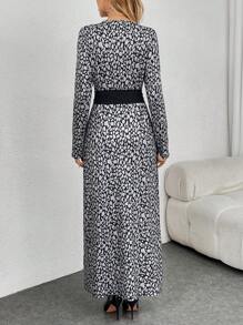 SHEIN Clasi Leopard Print Casual Loose Contrast Color Skin-Friendly Versatile Women's Dress Maxi Women Outfit