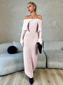 Roylia Women's Off-Shoulder Long Sleeve Casual Long Dress