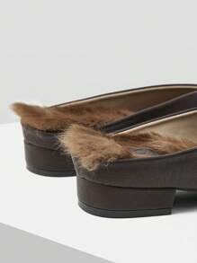 MOTF PREMIUM FAUX FUR SLIP-ON PUMPS FOR WOMEN, VALENTINES - Coffee Brown - View 8