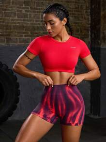Powerista Women Casual Elastic Breathable Short Sleeve T-Shirt And Shorts Sports Outfit Gym Set