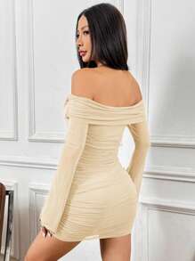 SHEIN EZwear Dames off-shoulder trompetmouw korte jurk