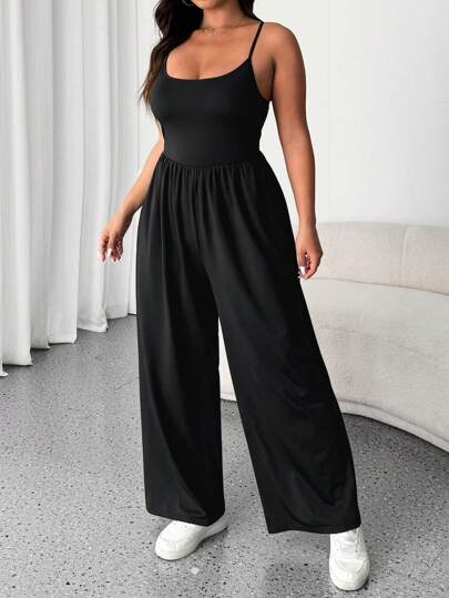 Flirla 大码女式时尚性感露背紧身阔腿连体裤，春夏