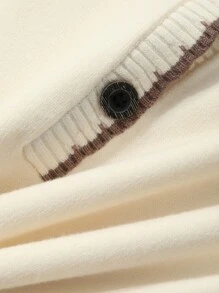 DAZY 女式拼色 Polo 领长袖休闲毛衣连衣裙，秋季服装 - 杏色 - 查看 9