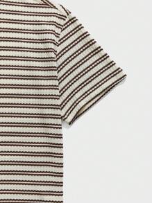 NORVETH Kaos Kasual Pria Bergaris Vintage Model Longgar dengan Kerah Bulat, Cocok untuk Musim Panas - MultiWarna - View 7