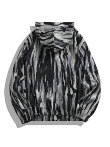 Manfinity EMRG Men's Casual All-Over Print Zip-Up Hooded Jacket & Pants Two-Piece Set, Autumn - Multicolor - View 2