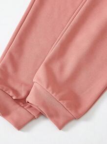 SHEIN Tween Girls Fashionable Loose Waist Drawstring Sport Pants - Pink - View 3