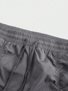 Manfinity VCAY 大码男士剪裁街头风编织褶皱长裤 - 灰色 - 查看 7