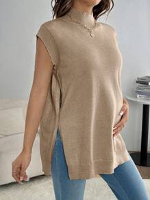 SHEIN 休闲孕妇宽松针织开衩毛衣，秋季