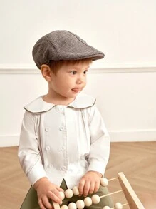 Souflis Souflis Completo casual per bambini maschi con camicia a maniche lunghe con collo alla Peter Pan e pantaloni verdi