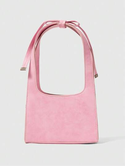 Kawaii 1 pieza Bolso de hombro casual y dulce con lazo para mujer - Regalo de San Valentín