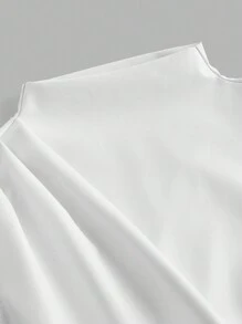 SHEIN Essnce 女士休闲时尚90年代街头春秋季纯色褶领PU背心无袖上衣外出上衣秋季女上衣 - 白色 - 查看 3