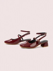 CUCCOO DOLLMOD Zapatos de tacón alto elegantes y dulces de moda con puntera recta para mujer, ideales para Año Nuevo y San Valentín - Burdeos - Ver 9