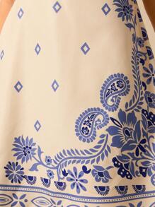 CAJUNI 女士度假休闲夏季波西米亚风热带植物、杜鹃花、向日葵印花黑色吊带短裙 - 彩色 - 查看 8