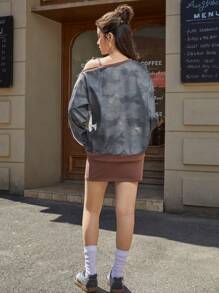 SHEIN Bộ áo nỉ và váy thời trang đường phố Mỹ cho bé gái tuổi teen, thủ công thêu ren, trang phục thường ngày và đa năng cho mùa xuân và mùa thu - Nhiều màu - Xem 2