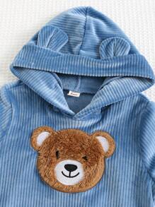 Cozy Pixies 2pcs/Set Baby Boy Cartoon Bear Ear Hoodie Sweatshirt And Jogger Pants Set - Blue - View 3