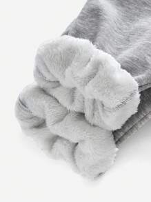 SHEIN LUNE 大码保暖内衬运动裤，厚实保暖灰色裤子，适合秋冬季新款 Vears 女士装假日装 - 灰色 - 查看 6