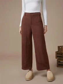 WESTFADE Spring High Rise Ankle Length Corduroy Utility Panel Straight Leg Pants - Nashville Outfits
