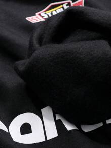 DAZY 女式字母印花针织连帽衫，秋装运动衫 - 黑色 - 查看 3