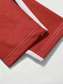 Manfinity EMRG 1pc Men's Color Block Patchwork Long Sleeve Letter Print Minimalist Casual Pullover Sweatshirt V Neck Street Wear Colorful Graphic Long Sleeve Sweatshirt, For Friends, Husband, Boyfriend Gifts - Multicolor - View 6