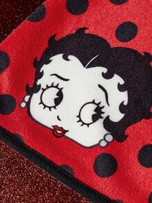 Betty Boop x SHEIN 复古卡通人物波点嘴唇亲吻印花吹风帽，礼品，适用于家居浴室装饰，夏季使用，可作吹风毛巾，送礼佳品，适合派对、节日、情人节等场合。