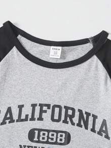 SHEIN Tween 女孩城市口号印花紧身针织休闲街头时尚长裙 - 彩色 - 查看 5