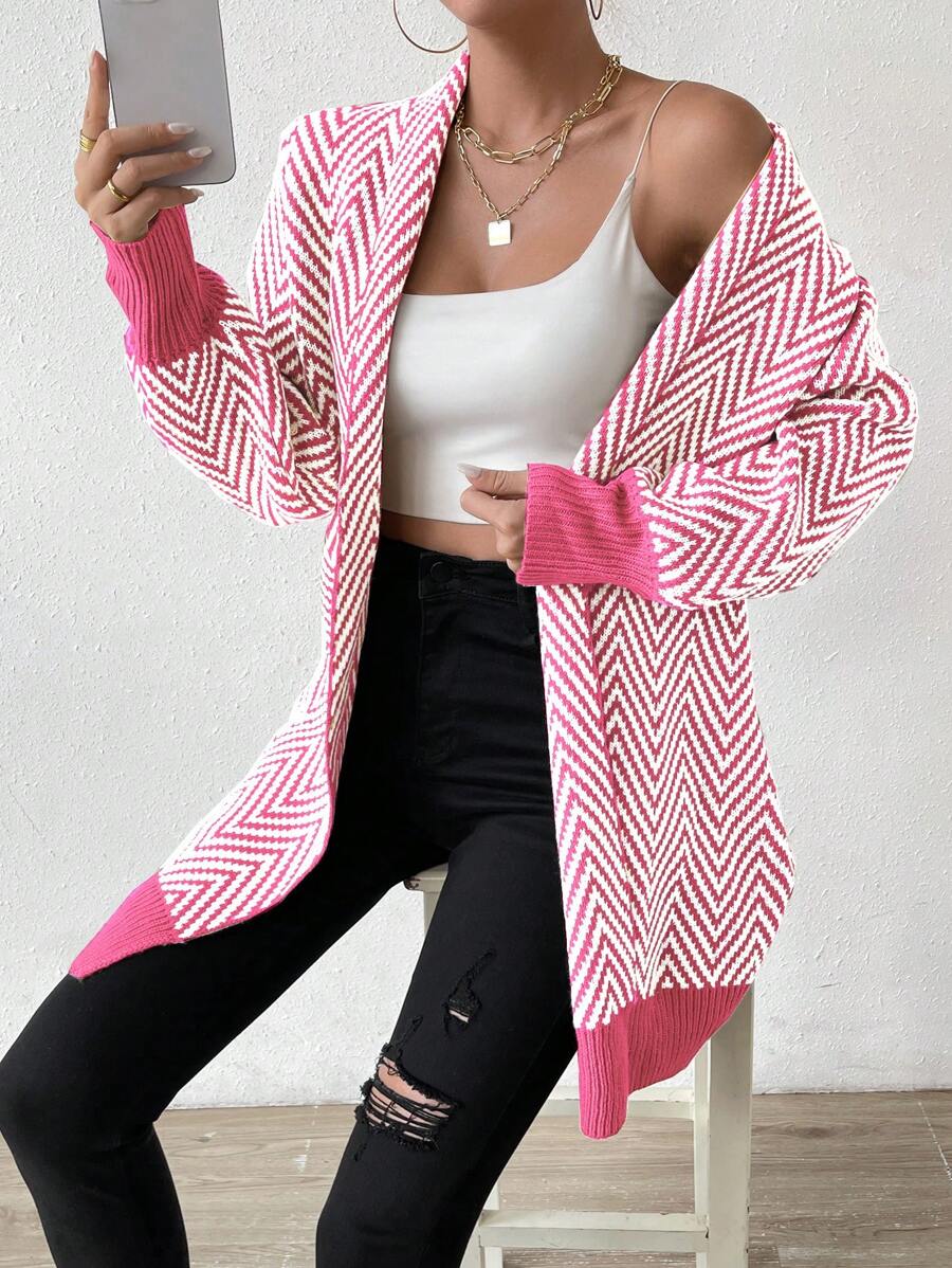 Chiquease Women Casual Striped Cardigan, Minimalist & Fashionable For Daily Wear Fall Cloth For Women