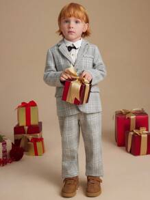 PrepCrw 男孩格子格子西装外套，校园时尚，秋冬