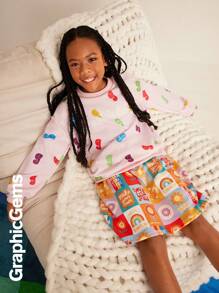 Tween Girl Colorful Number Print Top And Skirt 2 Pieces Set - Multicolor - View 5