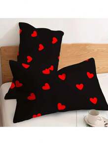 1/2pcs Love Pattern Pillowcase, Soft Breathable Pillowcase For Sleeping, Premium Quality Pillow Protector For Bedroom Sofa Dorm Room Home Decor, Without Pillow Core,Fall Decor,Autumn Decor,Room Decor