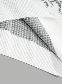 RueChic Men's Christmas Snowflake & Pine Tree Pattern Mock Neck Sweater - Dark Grey - View 5