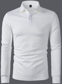 Manfinity Mode 男士纯色纽扣门襟休闲百搭长袖 Polo 衫