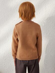 Blossori Young Boys Casual Bear Pattern Sweater, Autumn/Winter - Khaki - View 2