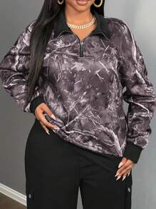 Slaydiva Sudadera con capucha de ajuste holgado con estampado de camuflaje, de estilo minimalista y casual para mujer en otoño/invierno