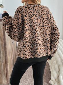 Chiquease Women Leopard Print Thermal Lined Thick Sweatshirt, Warm And Comfy Autumn/Winter Casual Pullover For Work, Travel & Daily Wear  Fall Outfit