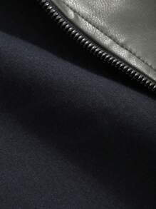 DAZY Oversized Collared Zip-Up Casual Motorcycle Faux Leather Long Sleeve Jacket Women Coats