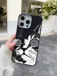 ROMWE Grunge Punk Ốp lưng điện thoại mềm mại in họa tiết mèo hoạt hình, tương thích với iPhone - Nhiều màu - Xem 2