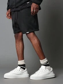 SUMWON Regular Fit Essential Drop Crotch Short - Black - View 2