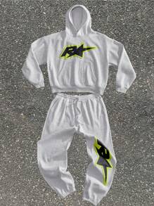 Manfinity VCAY Men's Loose Knitted Long Sleeve Sweatshirt Set, For Fall Winter - Grey - View 1