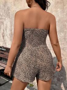 SHEIN VCAY 大码波西米亚风豹纹连体裤，休闲时尚，适合度假和日常穿着，适合夏季