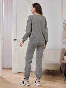 Mulvari Set de 2 piezas con parte superior informal + pantalones para mujer