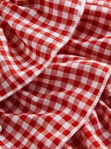 SHEIN MOD Plus Size Casual Low-Waist Plaid Bodycon Ruffled Women's Ultra-Short Shorts Back To School Clothes Women Blue And White Boxer Shorts Simple Daily