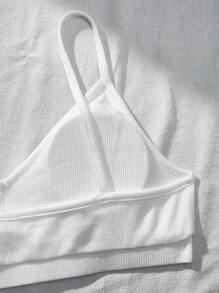 SHEIN 3pcs Teen Girl Simple Comfortable Padded Rib Knit Skincare Breathable Gather Back Bras Set - Multicolor - View 3