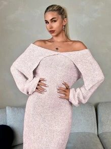 Roylia Women's Off-Shoulder Long Sleeve Casual Long Dress