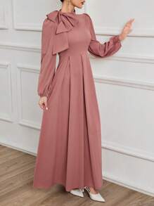 Modelyn 女士系肩长袖连衣裙 超长款女士装 长款晚礼服 - 藕粉色 - 查看 6