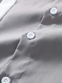 Manfinity Homme Camisa casual de manga larga con botones, estampado de letras y bloques de color, para hombre, otoño - Multicolor - Ver 6