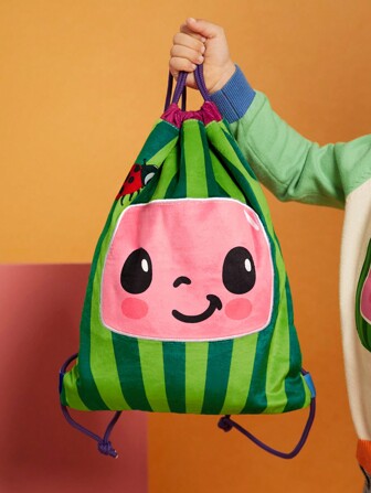 CoComelon X SHEIN Mochila de cuerdas con diseño de sandía de dibujos animados